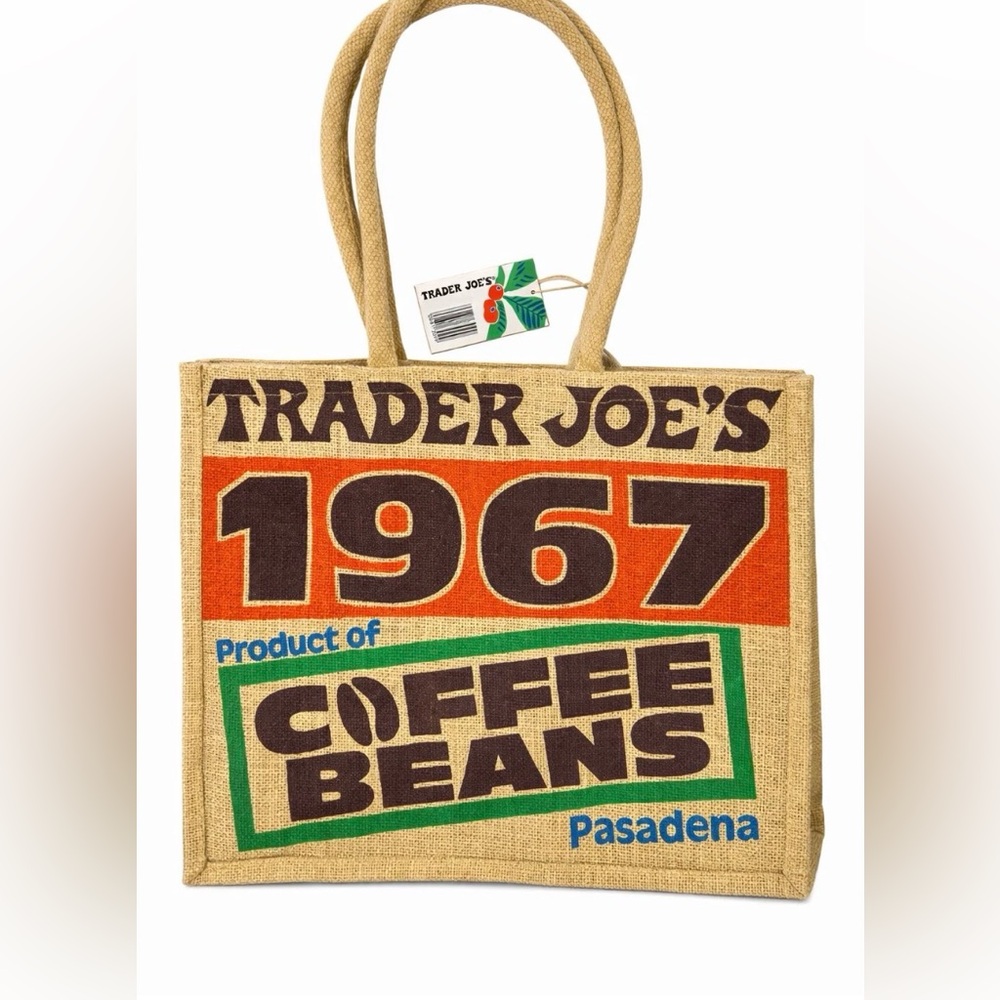 Trader Joe's 1967 Coffee Beans Jute Tote Bag Retro Design